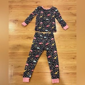 2-3 toddler girl dinosaur pajama - navy blue and pink